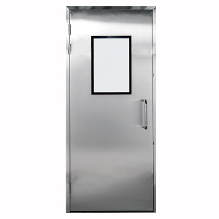 Centrally-mounted stainless steel door